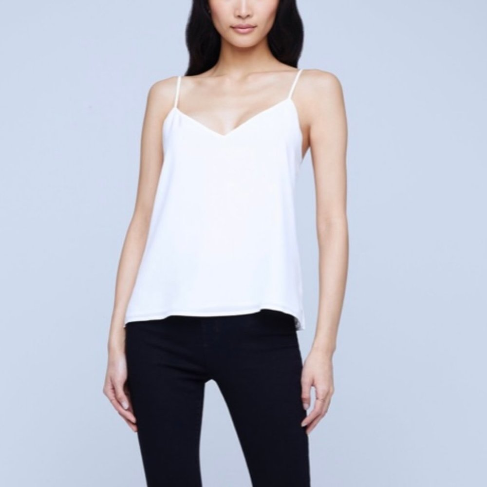 L'Agence V-Neck Ivory Silk Tank size M